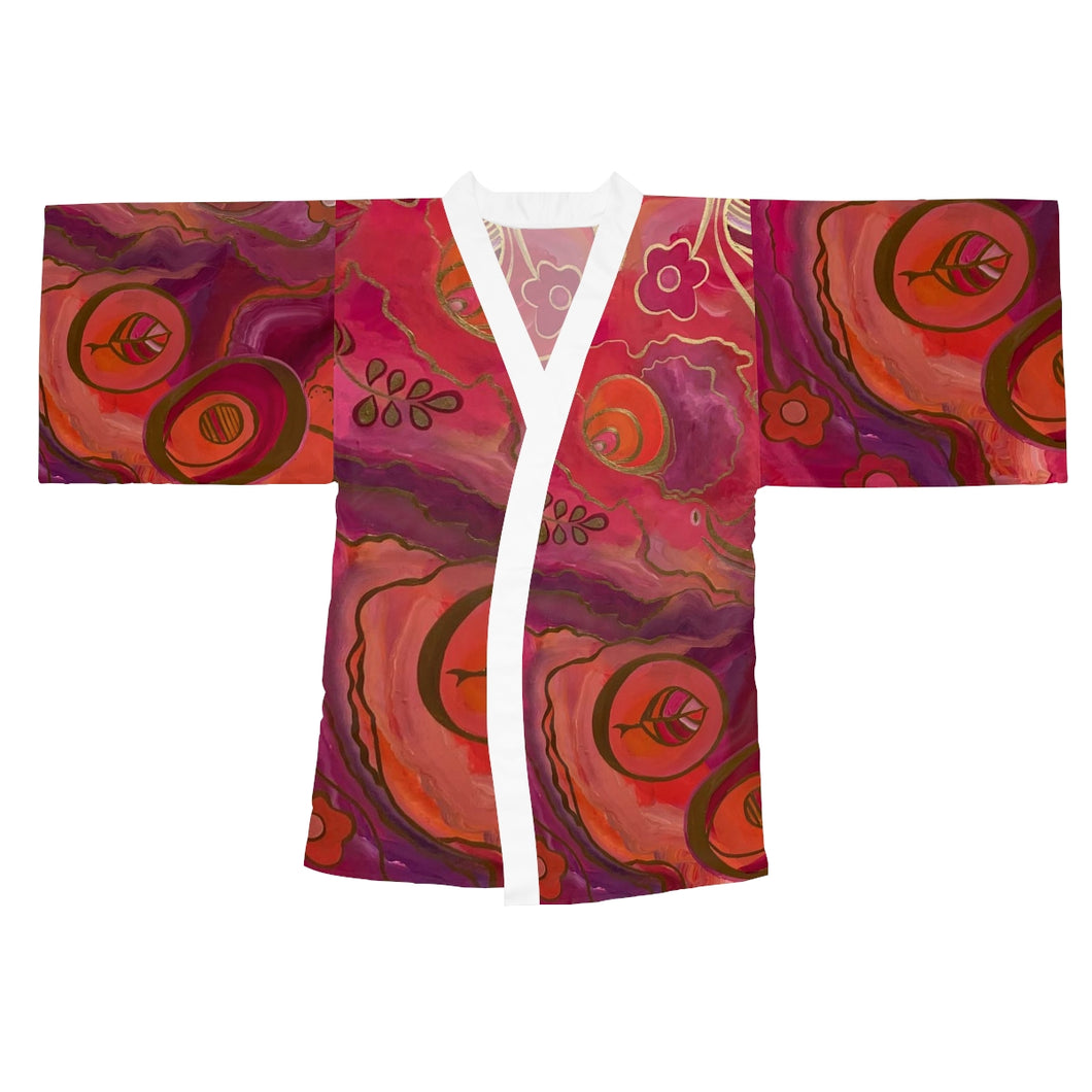Pink Effervescence Long Sleeve Kimono Robe